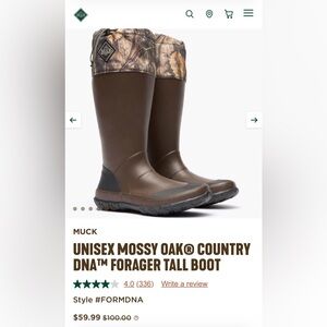 Men's 10 Women’s 9 Muck Forager Mossy Oak Tall Boots NEW IN BOX Unisex